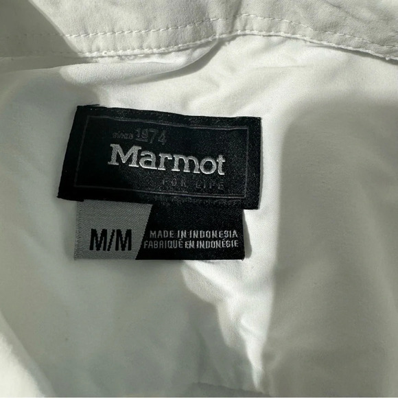 Marmot Button Down Adjustable Sleeve Breathable Shirt  White Size Medium - Picture 7 of 13